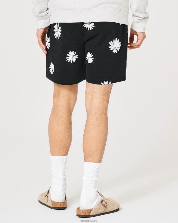 Bottoms Hollister Men Terry Fleece Floral Pattern Shorts 7\\ 488201283 Black Floral